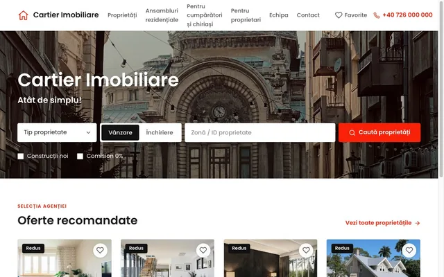 Demo site agenție imobiliară — Cartier Imobiliare